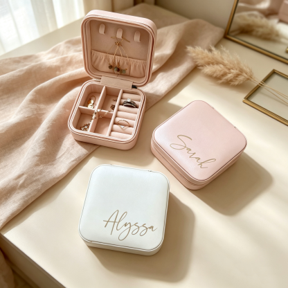 Personalized Travel Jewelry Box for Women, Custom Jewelry Organizer Case, Bridesmaid Gift, Bridesmaid Proposal Gift, Keepsake Gift for Her