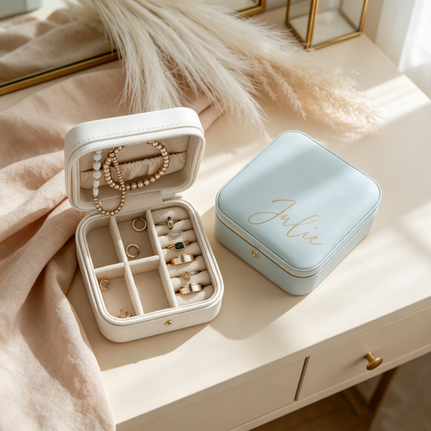 Personalized Travel Jewelry Box for Women, Custom Jewelry Organizer Case, Bridesmaid Gift, Bridesmaid Proposal Gift, Keepsake Gift for Her