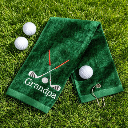 Personalized Embroidered Golf Towel with Name, Colorful Microfiber Golf Towel with Clip, Custom Golf Accessories Gift for Grandpa Dad Men Women Golf Lovers
