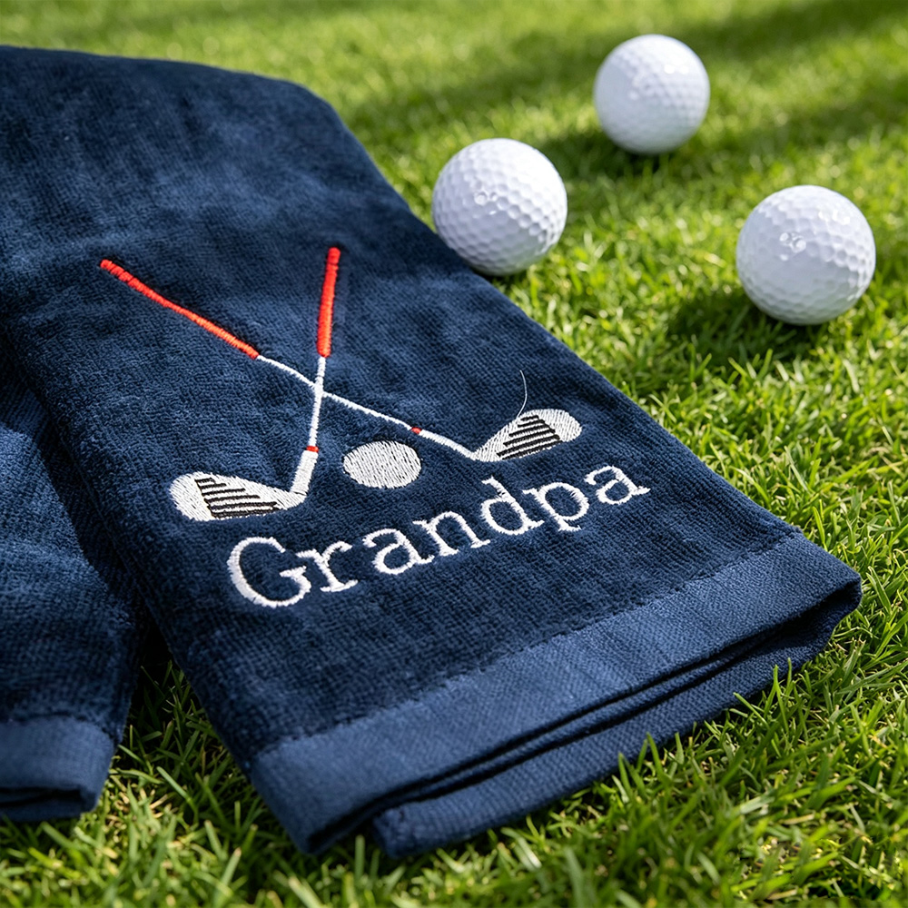 Personalized Embroidered Golf Towel with Name, Colorful Microfiber Golf Towel with Clip, Custom Golf Accessories Gift for Grandpa Dad Men Women Golf Lovers