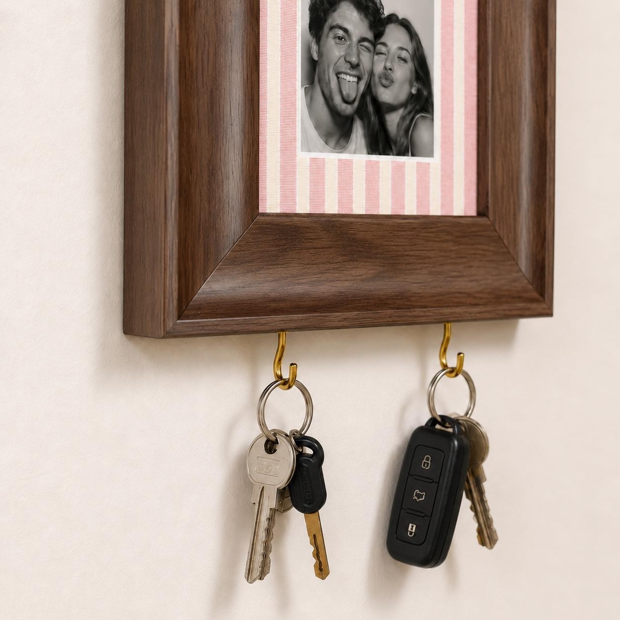 Personalized Photo Strip Wooden Key Holder – Custom Couple Keepsake Wall Decor