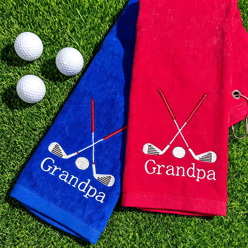 Personalized Embroidered Golf Towel with Name, Colorful Microfiber Golf Towel with Clip, Custom Golf Accessories Gift for Grandpa Dad Men Women Golf Lovers