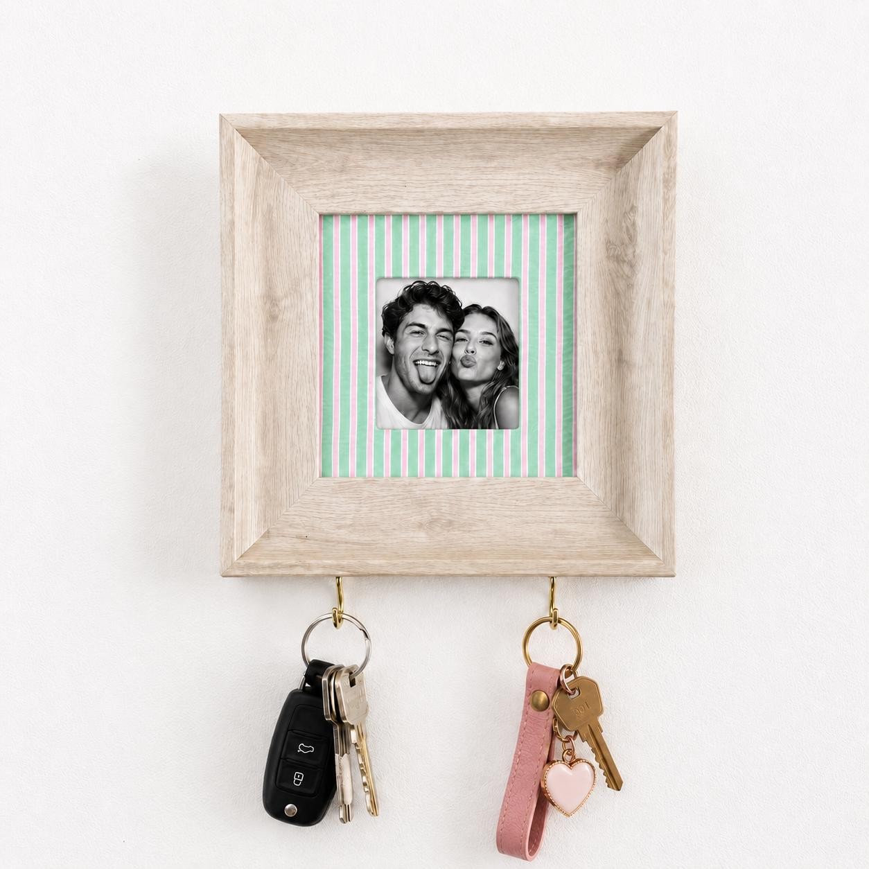 Personalized Photo Strip Wooden Key Holder – Custom Couple Keepsake Wall Decor