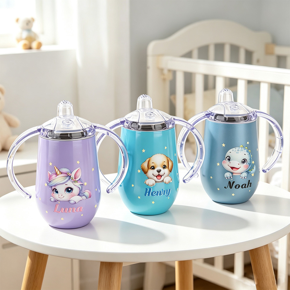 Personalized Fantasy Unicorn Sippy Cup for Toddlers – 295ml Insulated Cup with Handles and Name