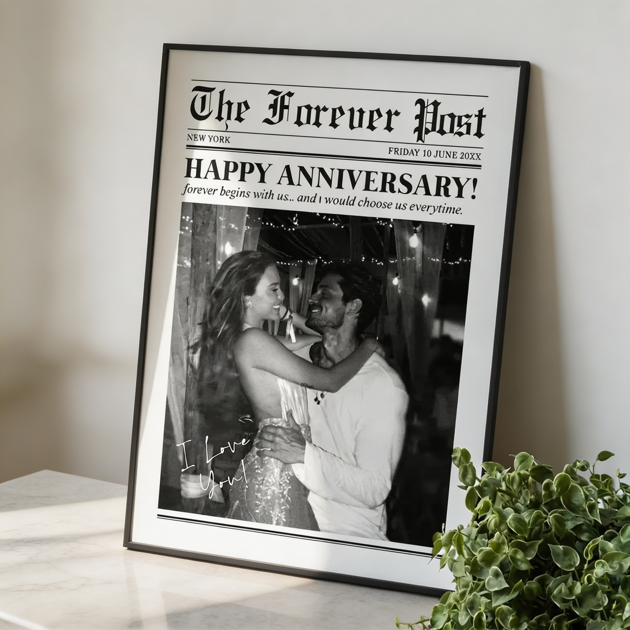 Personalized Newspaper Poster – Custom Photo Wall Art for Couples, Friends & Family, Unique Memory Gift