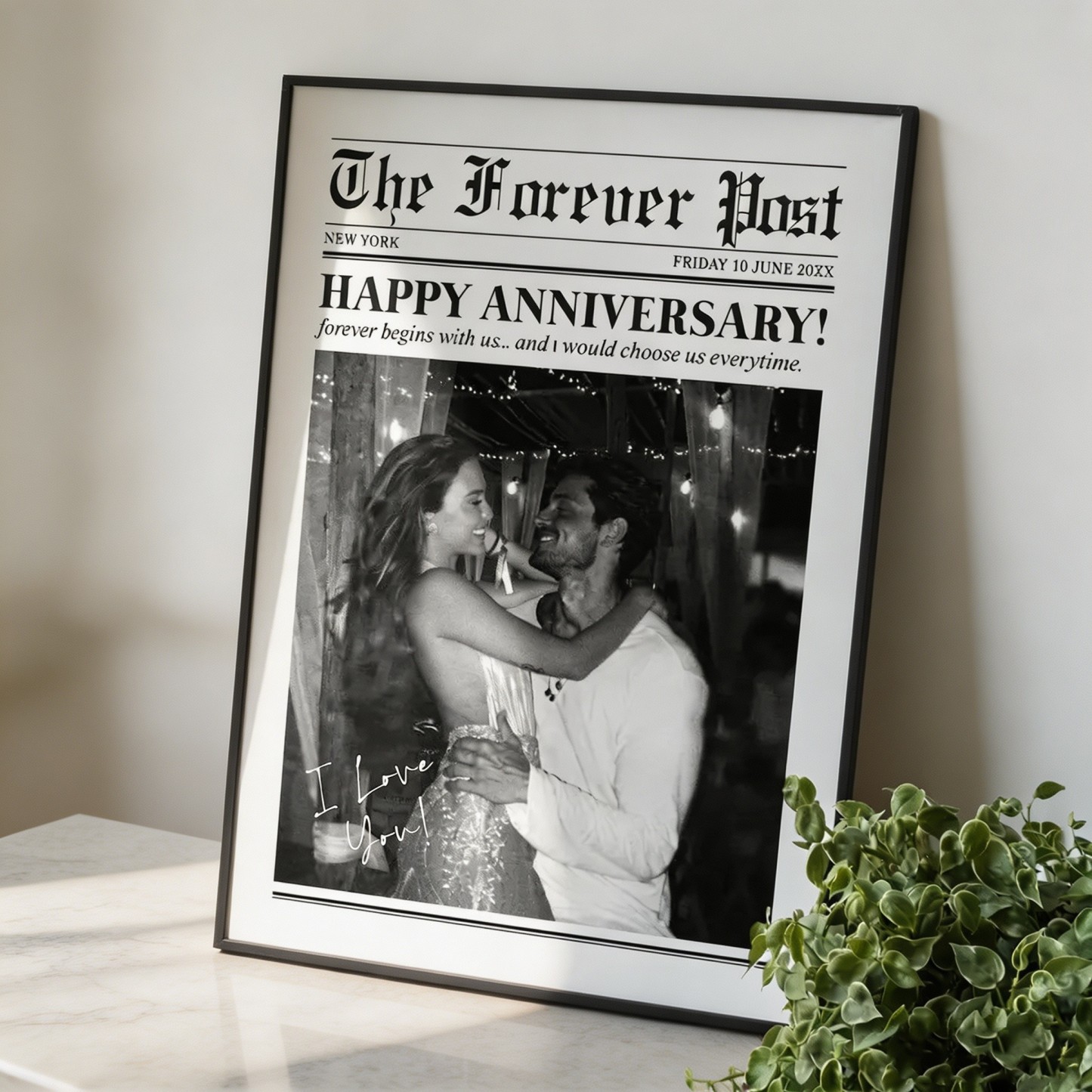 Personalized Newspaper Poster – Custom Photo Wall Art for Couples, Friends & Family, Unique Memory Gift
