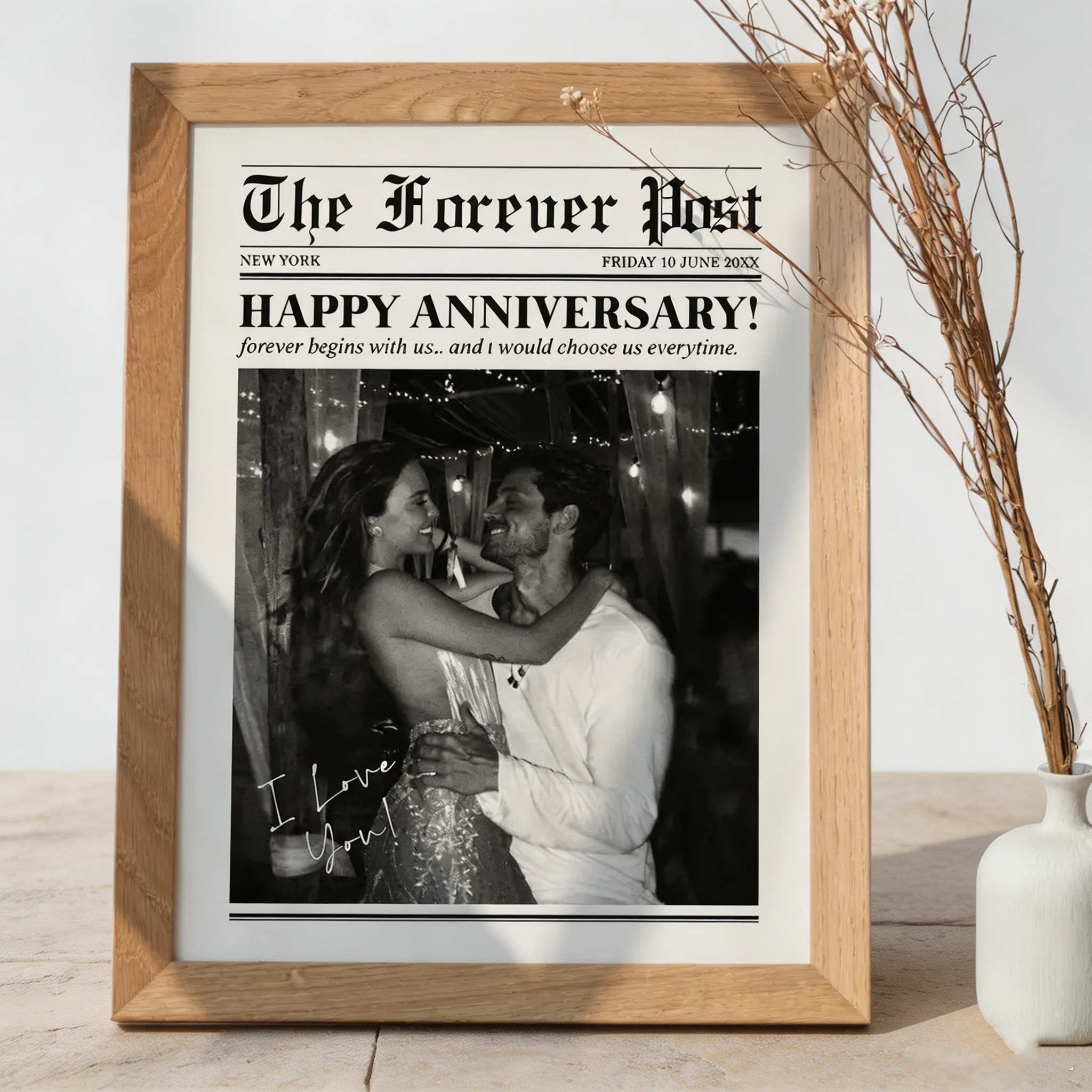 Personalized Newspaper Poster – Custom Photo Wall Art for Couples, Friends & Family, Unique Memory Gift