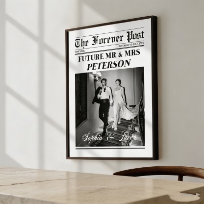 Personalized Newspaper Poster – Custom Photo Wall Art for Couples, Friends & Family, Unique Memory Gift