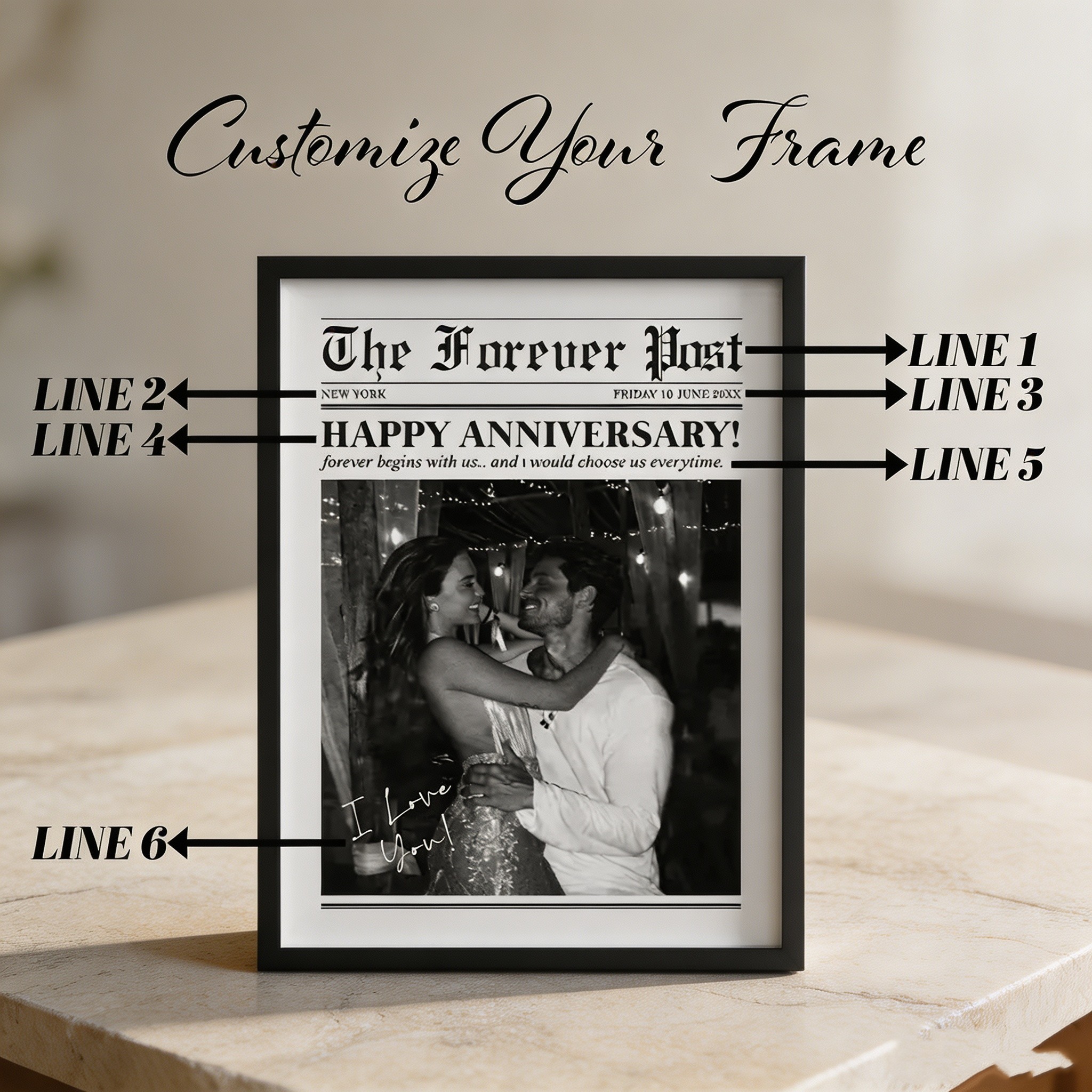 Personalized Newspaper Poster – Custom Photo Wall Art for Couples, Friends & Family, Unique Memory Gift