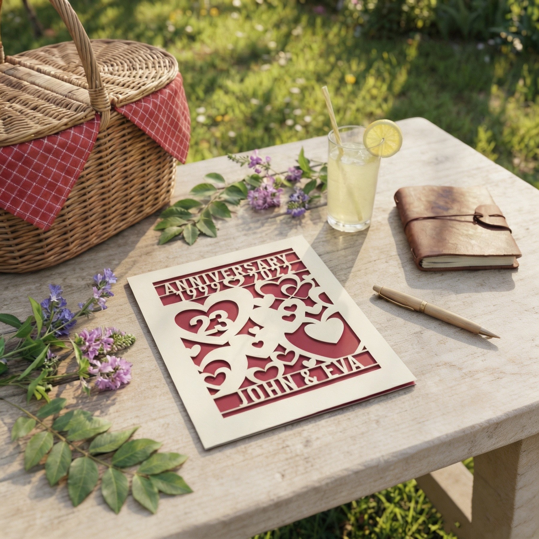 Personalized Anniversary Card, Custom Love Card with Names & Year, Romantic Wedding Anniversary Gift for Wife Husband, Couple Keepsake