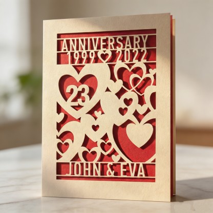Personalized Anniversary Card, Custom Love Card with Names & Year, Romantic Wedding Anniversary Gift for Wife Husband, Couple Keepsake