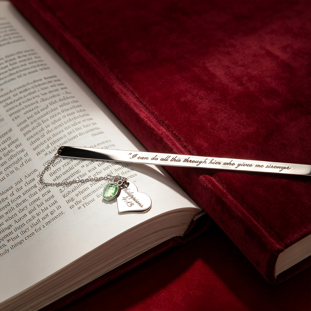 Personalized Bible Verse Bookmark, Custom Engraved Metal Bookmark, Christian Gift for Her Him, Baptism Confirmation Gift, Birthstone Book Lover Gift