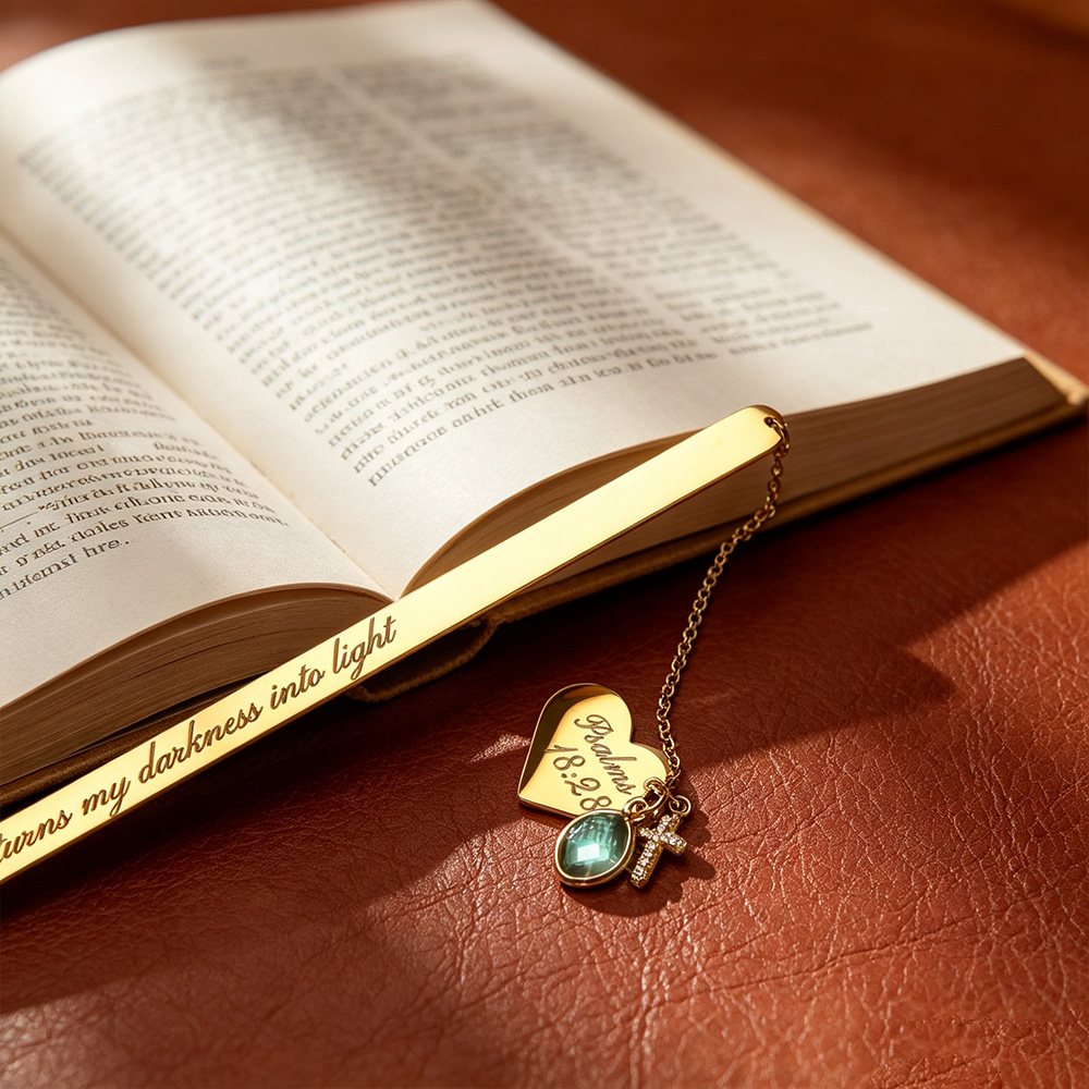 Personalized Bible Verse Bookmark, Custom Engraved Metal Bookmark, Christian Gift for Her Him, Baptism Confirmation Gift, Birthstone Book Lover Gift