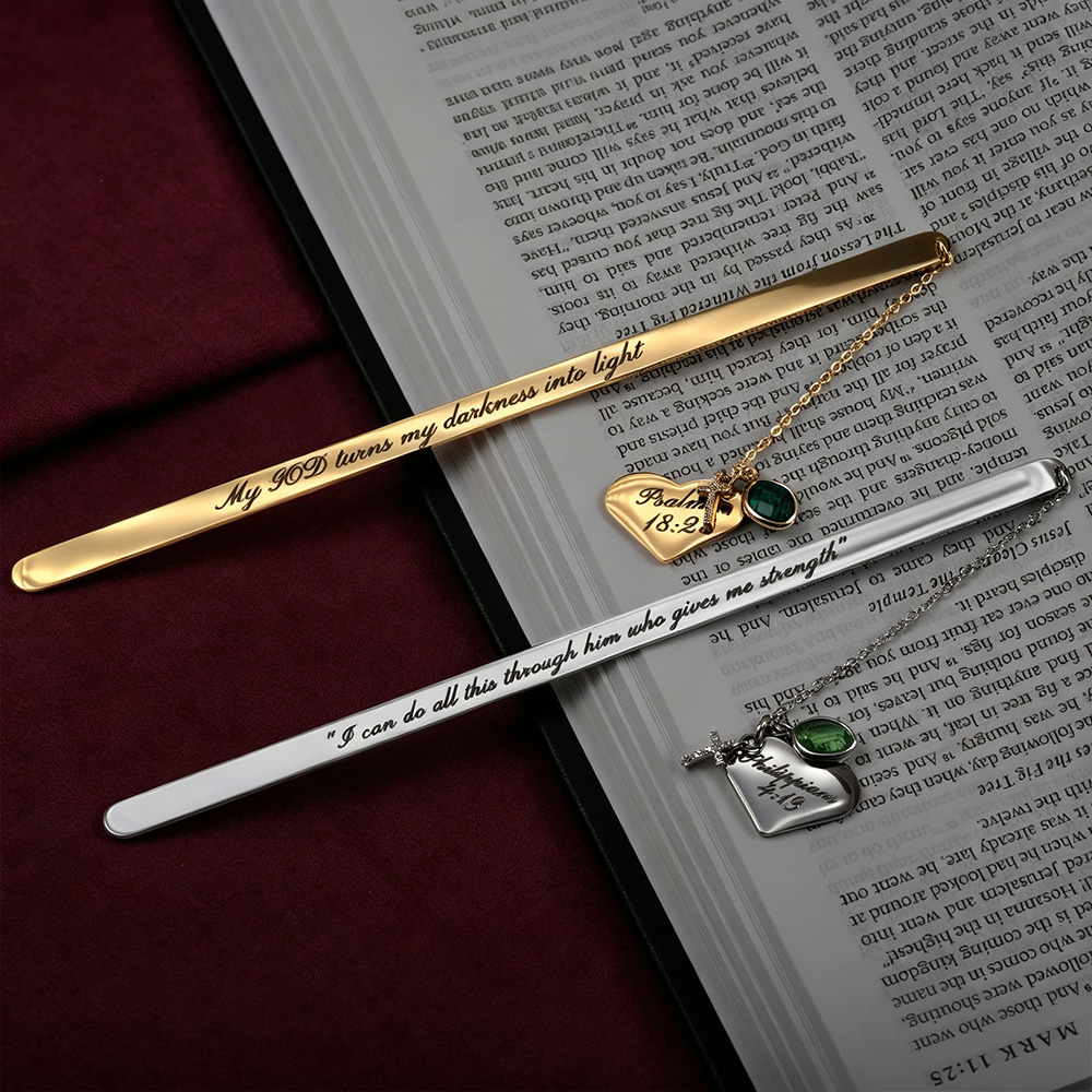 Personalized Bible Verse Bookmark, Custom Engraved Metal Bookmark, Christian Gift for Her Him, Baptism Confirmation Gift, Birthstone Book Lover Gift