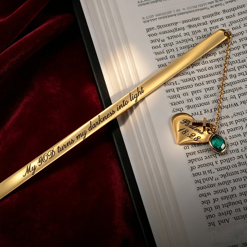 Personalized Bible Verse Bookmark, Custom Engraved Metal Bookmark, Christian Gift for Her Him, Baptism Confirmation Gift, Birthstone Book Lover Gift