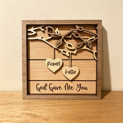 Personalized Wooden Couple Sign, Custom 3D Names Wall Decor, Wedding Anniversary Gift, Romantic Keepsake