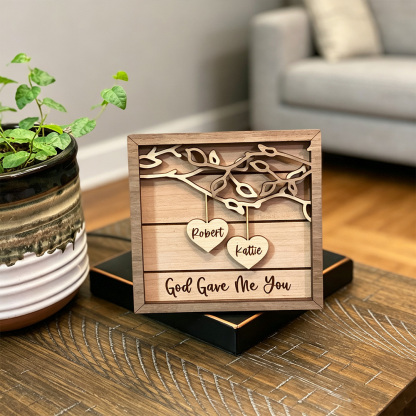 Personalized Wooden Couple Sign, Custom 3D Names Wall Decor, Wedding Anniversary Gift, Romantic Keepsake
