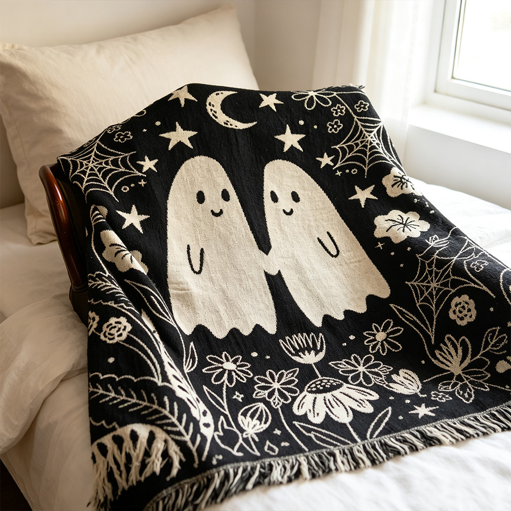 Personalized Skeleton Couple Blanket, Gothic Till Death Do Us Part Throw Blanket, Custom Wedding Anniversary Gift, Halloween Couple Gift
