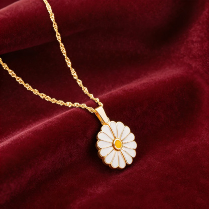 Personalized Daisy Necklace, Custom Name Flower Pendant Necklace, Birthday Gift for Her, Minimalist Jewelry Gift for Women