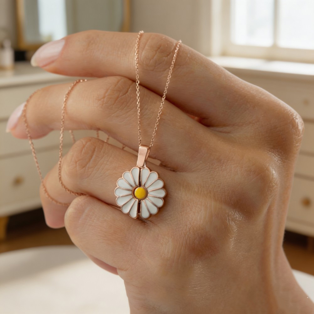 Personalized Daisy Necklace, Custom Name Flower Pendant Necklace, Birthday Gift for Her, Minimalist Jewelry Gift for Women