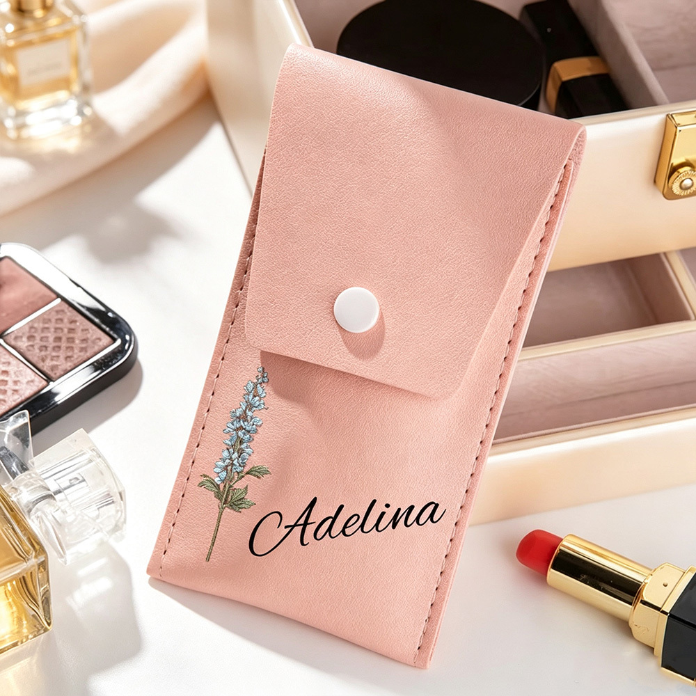 Personalized Watercolor Birth Flower Makeup Brush Bag with Name for Women Unique Birthday Wedding Christmas Gift for Her