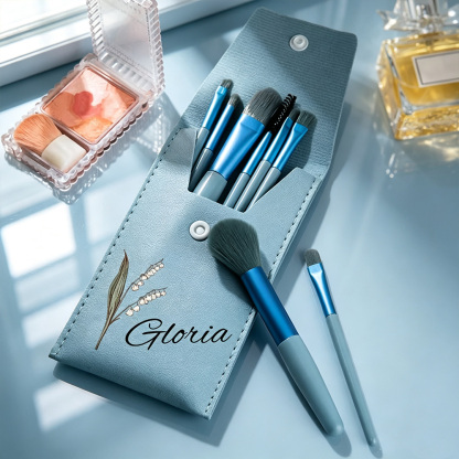 Personalized Watercolor Birth Flower Makeup Brush Bag with Name for Women Unique Birthday Wedding Christmas Gift for Her