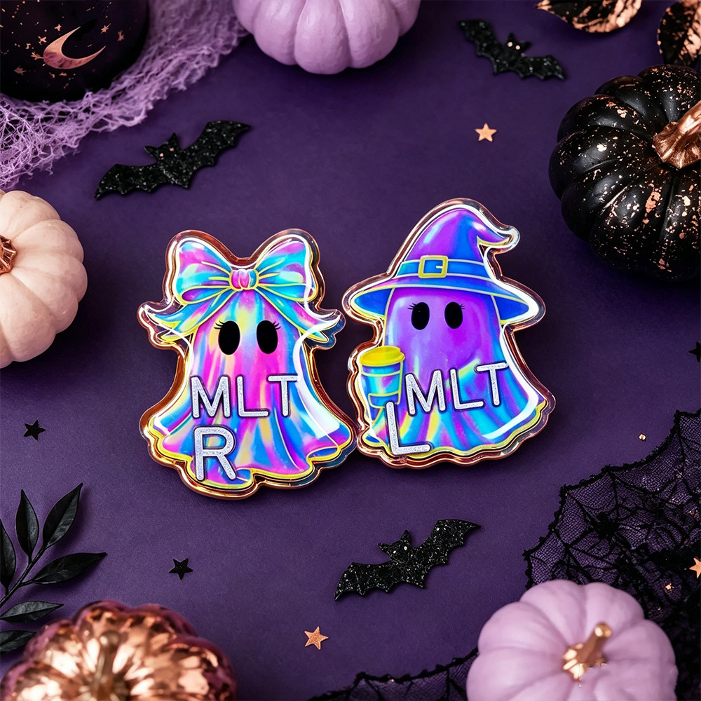 Personalized Iridescent Ghost X-Ray Marker Set – Custom Halloween Acrylic Markers for Radiology Techs