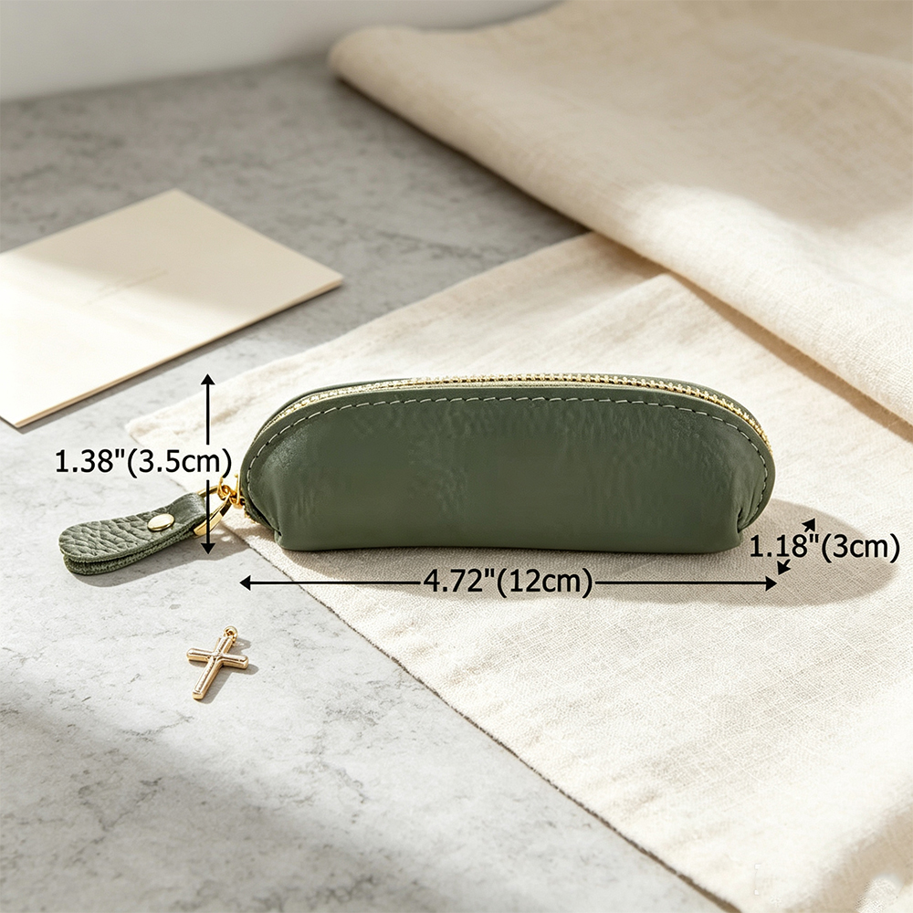 Personalized Christian Rosary Pouch with Name, PU Leather Zipper Prayer Bead Case, Baptism and Confirmation Gift