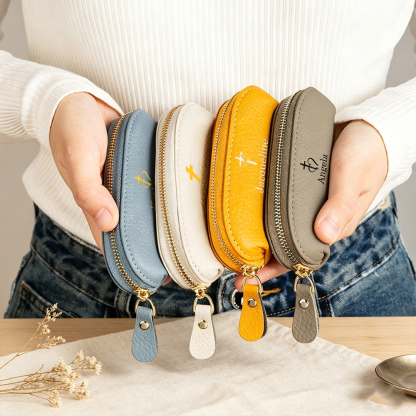 Personalized Christian Rosary Pouch with Name, PU Leather Zipper Prayer Bead Case, Baptism and Confirmation Gift