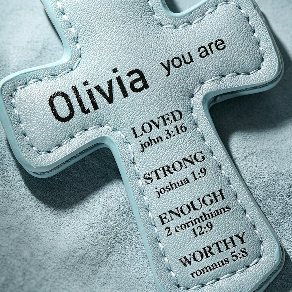 Personalized Cross Magnetic Bible Bookmark, Custom Name PU Leather Scripture Bookmark, Christian Gift for Baptism, Communion, Bible Lovers