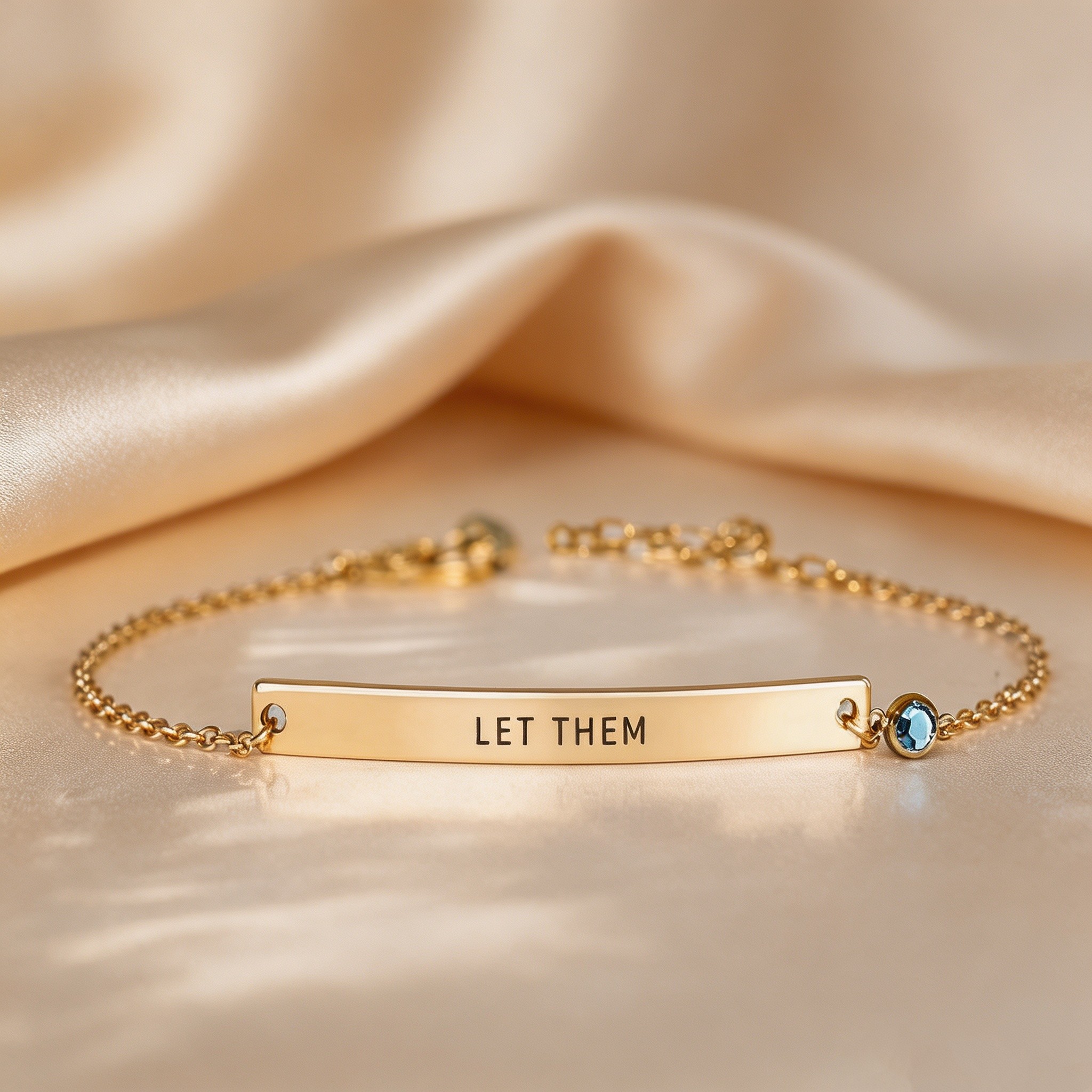 Personalized Inspirational Quote Bracelet – Custom Engraved Gold Bar Bracelet with Birthstone Gift for Her