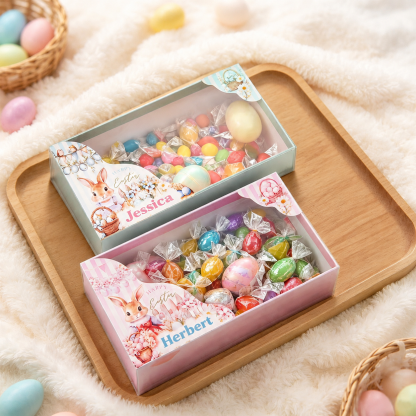 Personalized Easter Bunny Gift Box with Name Cute Spring Treat Box for Kids Easter Party Favors Birthday Surprise Gift