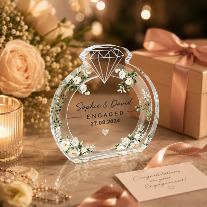 Personalized Engagement Keepsake Plaque – Custom Acrylic Couple Gift with Names & Special Date