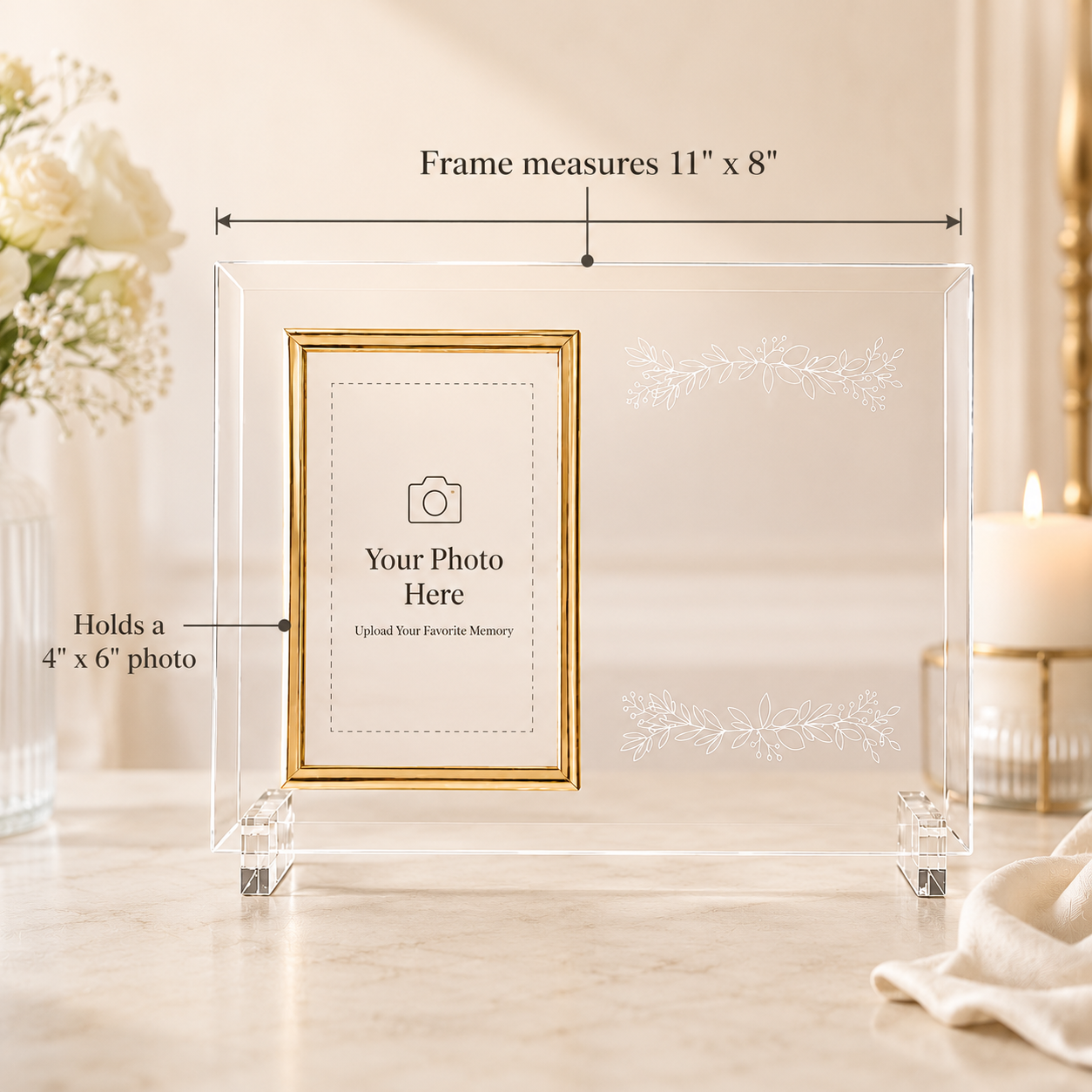 Personalized Wedding Keepsake Frame – Custom Acrylic Photo Frame with Names & Wedding Date
