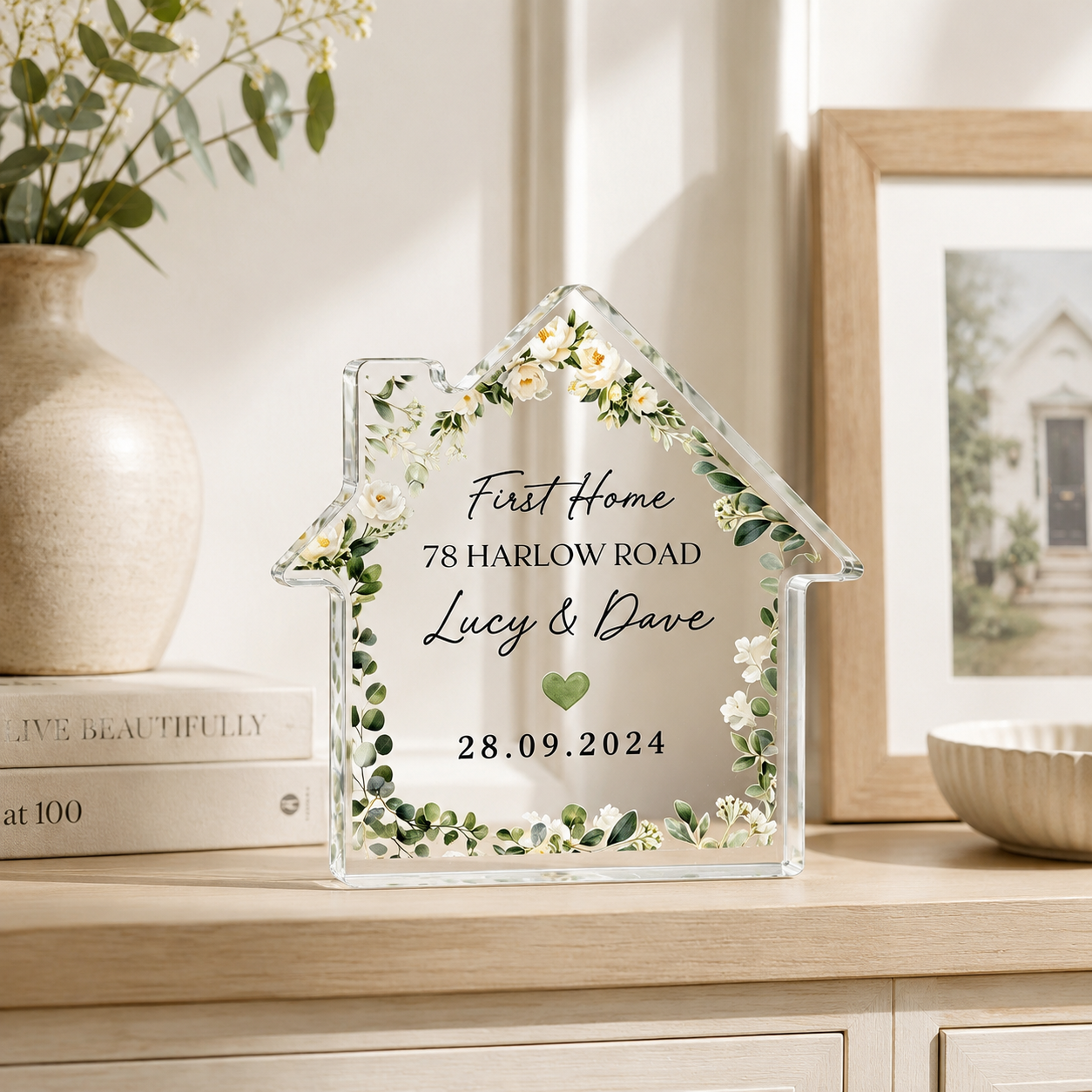 Personalized First Home Gift – Custom House Acrylic Keepsake Sign for New Homeowners & Couples