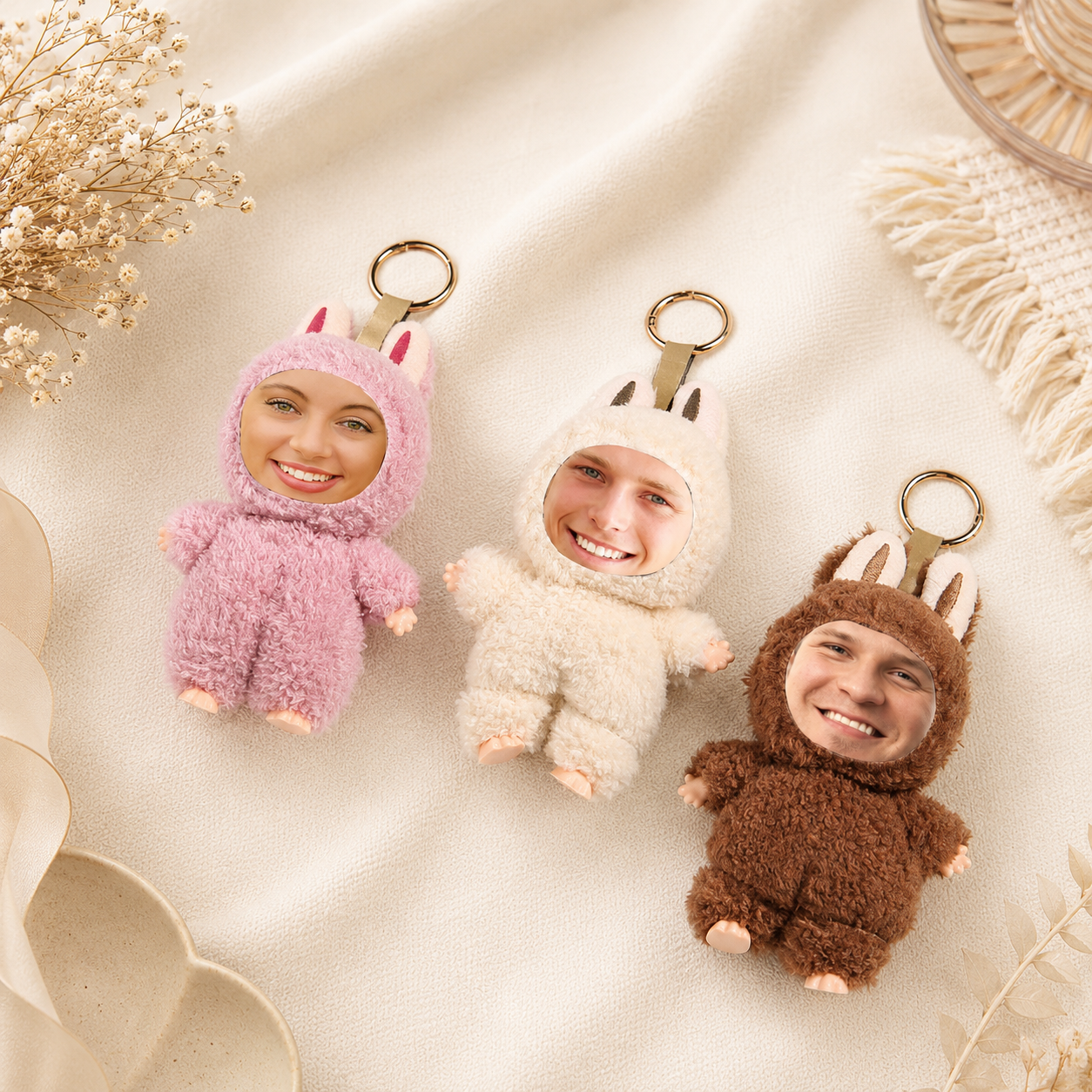 Custom Photo Face Plush Keychain, Personalized Funny Doll Keychain, Custom Face Gift for Friends, Cute Photo Keepsake Gift