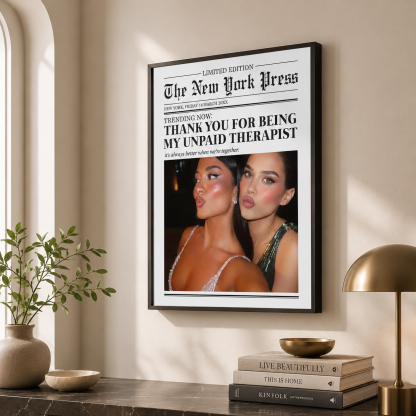 Personalized Newspaper Poster – Custom Photo Wall Art for Couples, Friends & Family, Unique Memory Gift