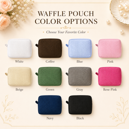 Personalized Waffle Cosmetic Bag, Custom Embroidered Makeup Bag, Monogram Toiletry Pouch, Bridesmaid Gift, Bridal Shower Gift, Gift for Her