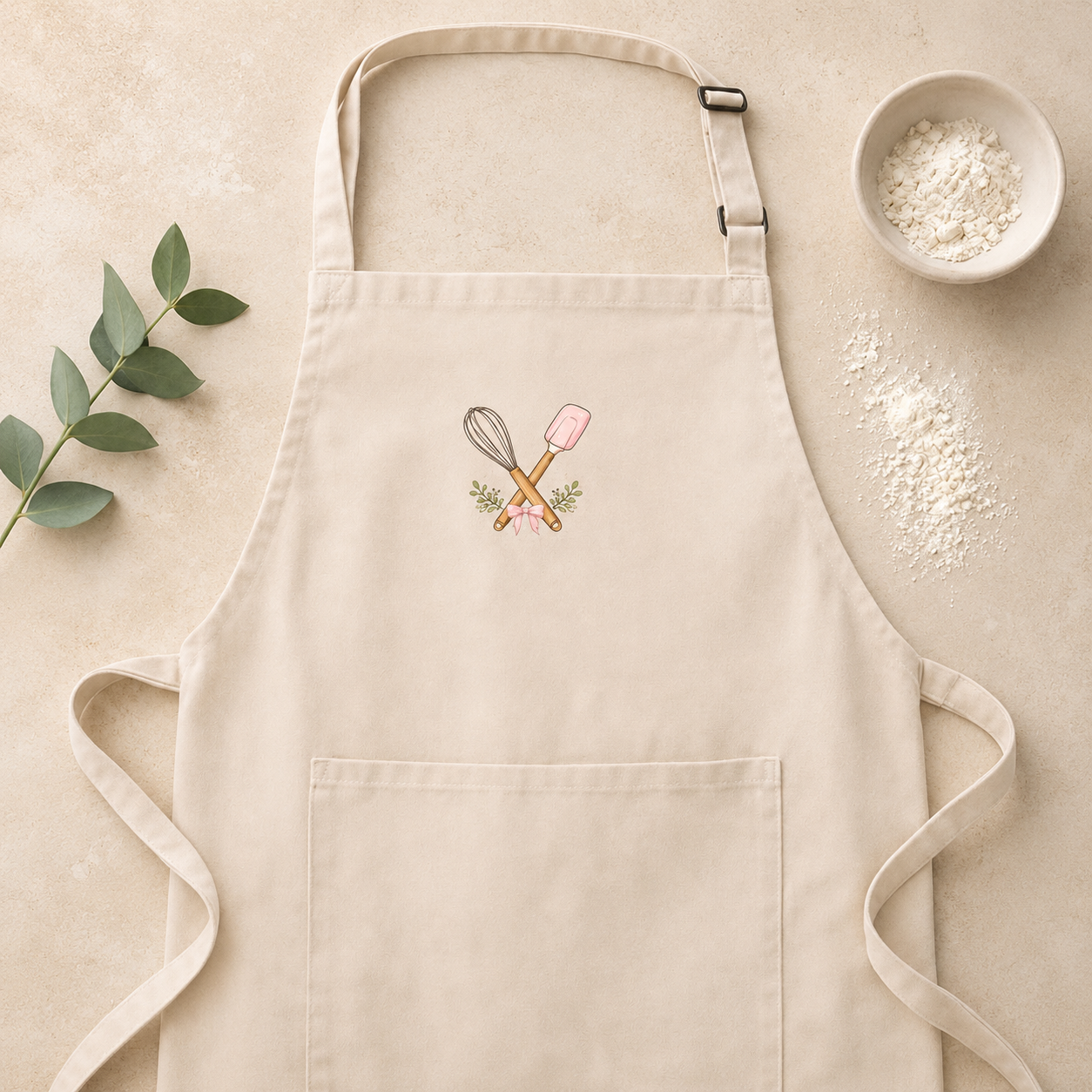 Personalized Baking Apron, Custom Name Kitchen Apron, Made With Love Baker Apron with Pocket, Gift for Mom, Grandma, Home Baker or Cooking Lover