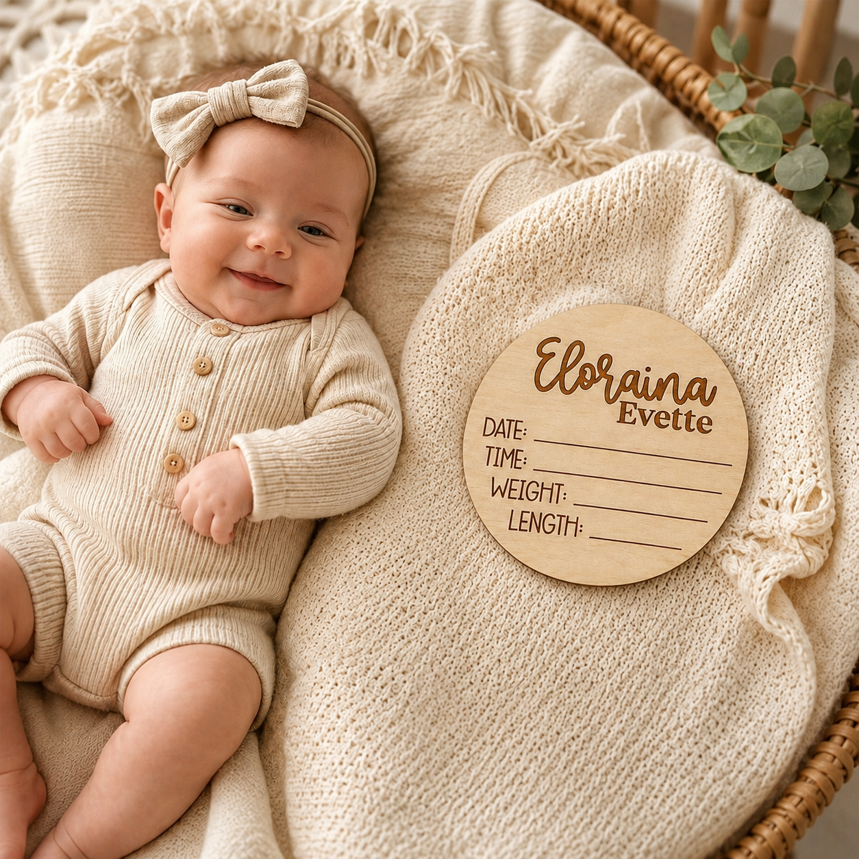 Personalized Baby Birth Announcement Sign – Custom Wooden Newborn Keepsake with Name & Birth Details