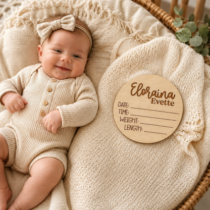 Personalized Baby Birth Announcement Sign – Custom Wooden Newborn Keepsake with Name & Birth Details