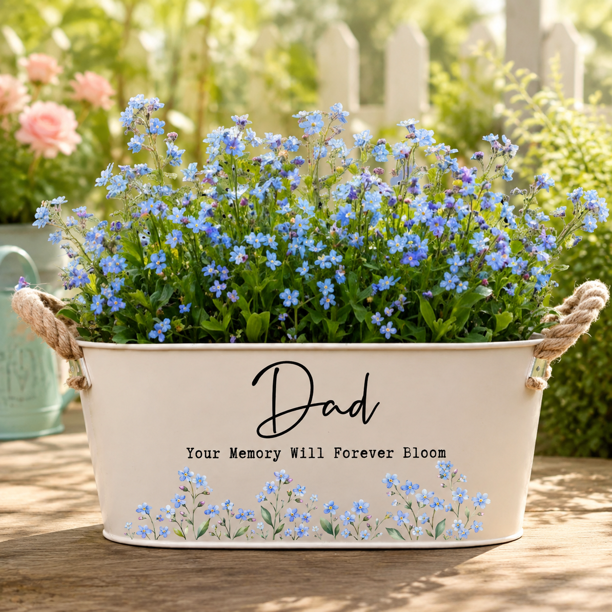 Personalized Memorial Planter, Forget Me Not Flower Pot, Custom Sympathy Gift, In Memory Garden Decor, Remembrance Gift for Loved Ones