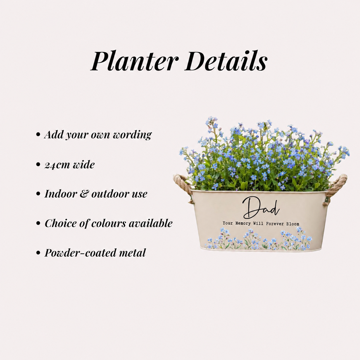 Personalized Memorial Planter, Forget Me Not Flower Pot, Custom Sympathy Gift, In Memory Garden Decor, Remembrance Gift for Loved Ones