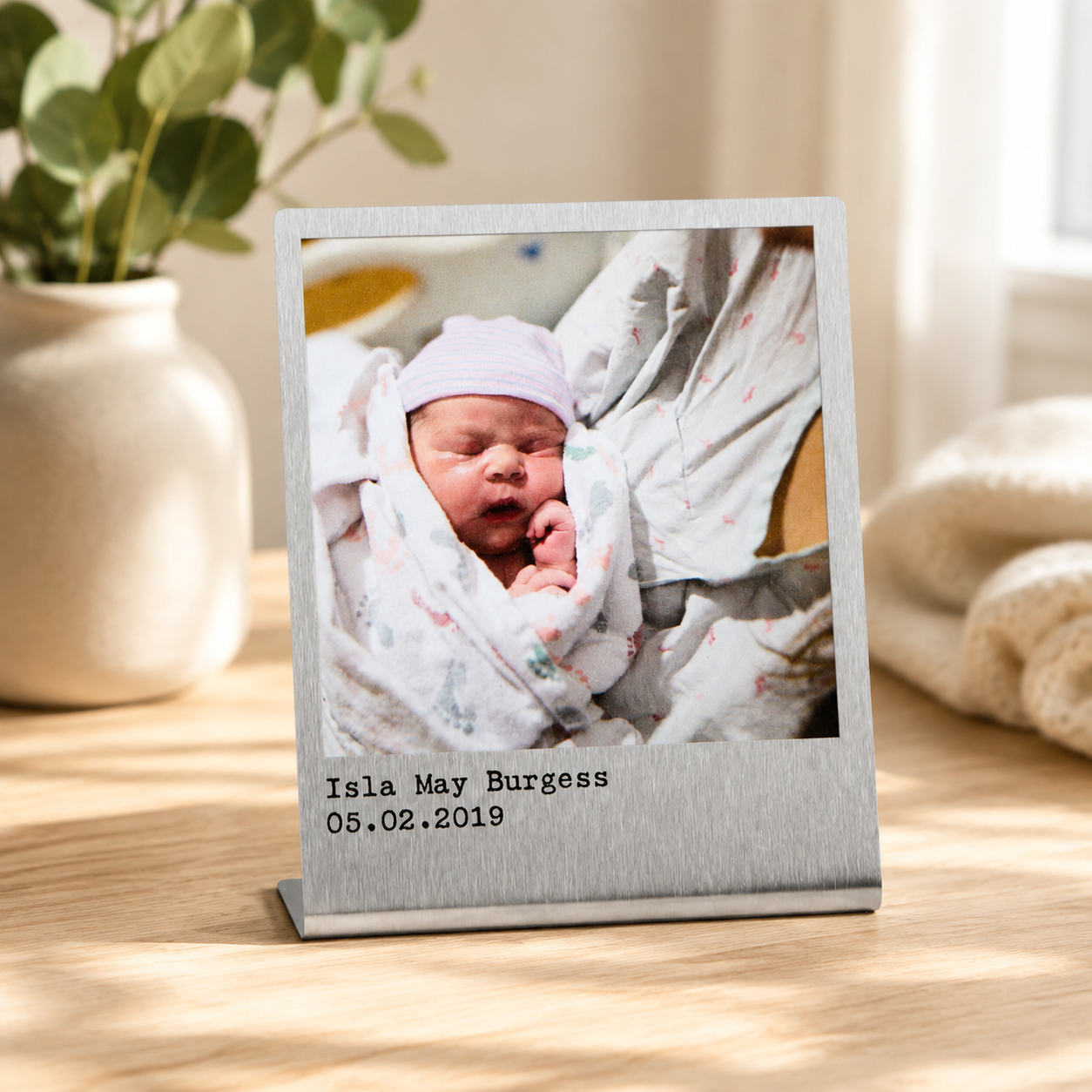 Personalized Stainless Steel Photo Print, Custom Metal Picture Plaque, Engraved Family Photo Gift, Baby Keepsake, Anniversary Gift for Loved Ones