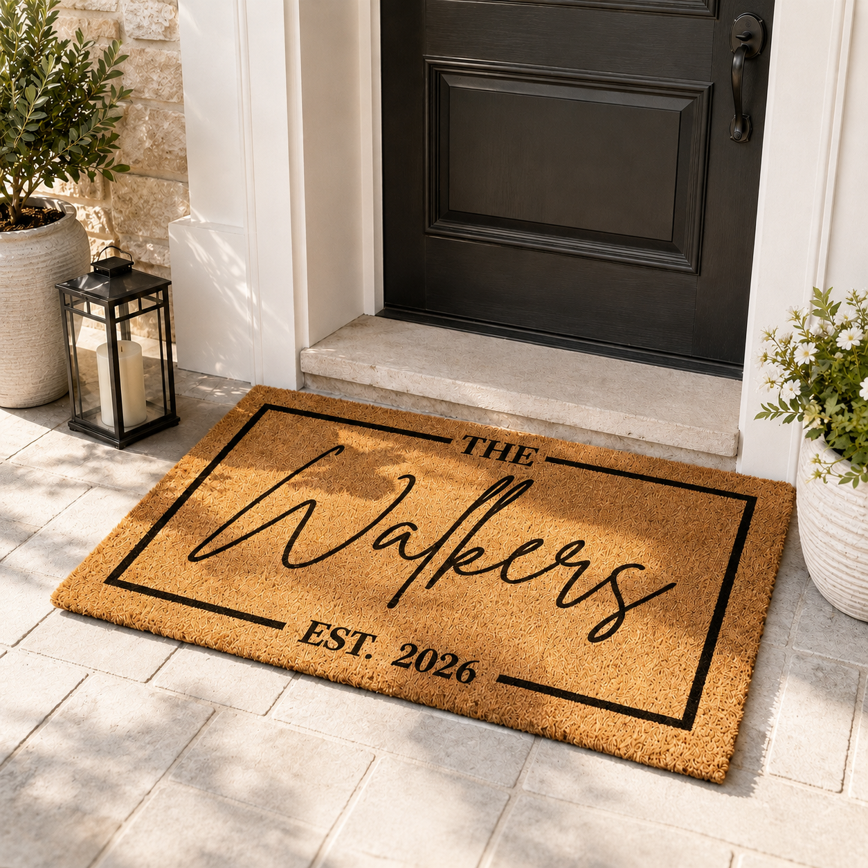 Personalized Family Name Doormat, Custom Last Name Coir Welcome Mat, Established Date Front Door Mat, Housewarming Gift for New Homeowners