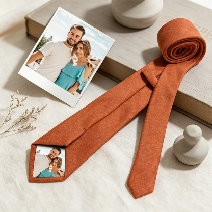 Personalized Photo Tie with Custom Name, Hidden Photo Patch Necktie in Gift Box, Wedding Tie Gift for Husband Dad Boyfriend Groomsmen