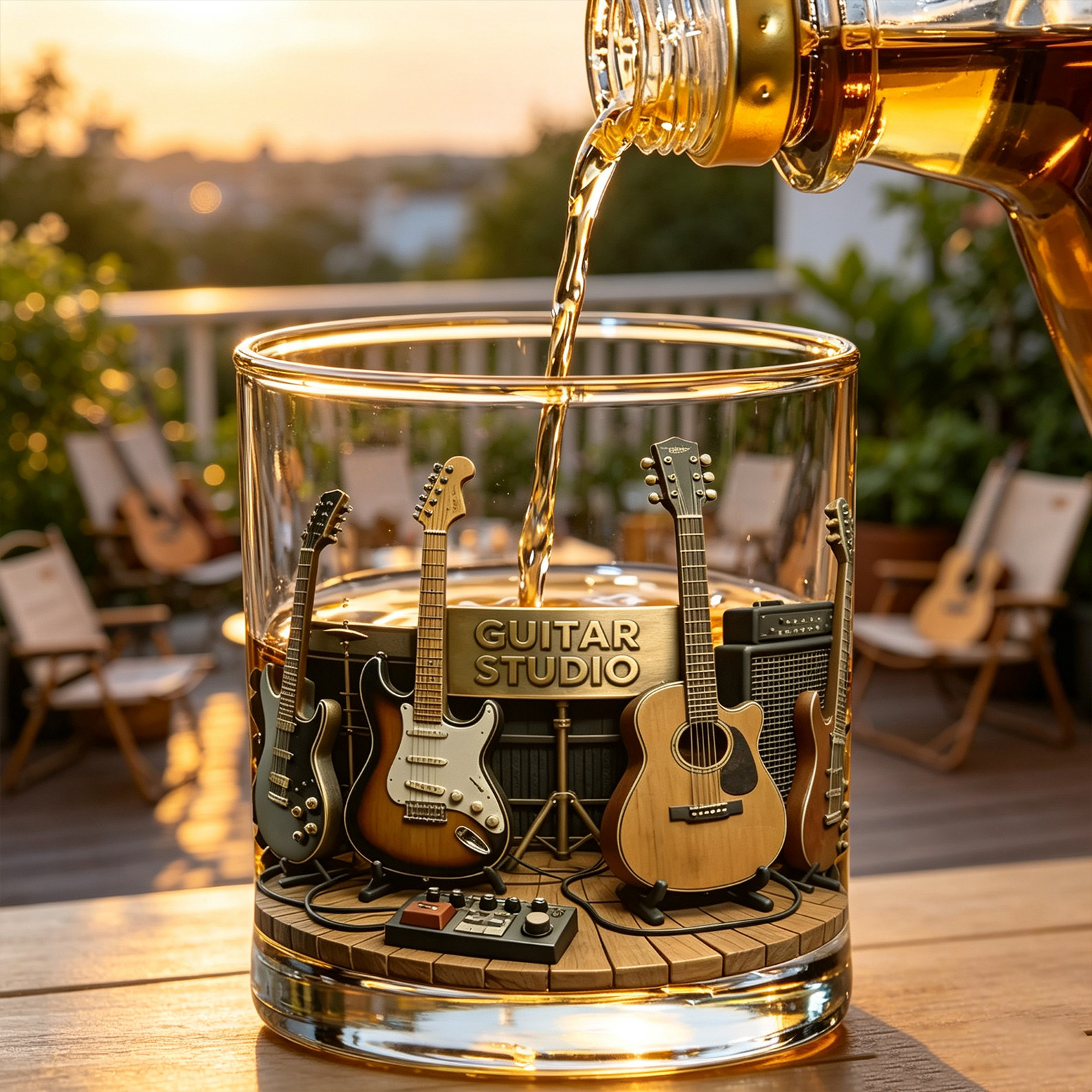 Personalized Guitar Whiskey Glass with Name, Custom 10oz Rocks Glass, Gift for Music Lovers & Whiskey Lovers