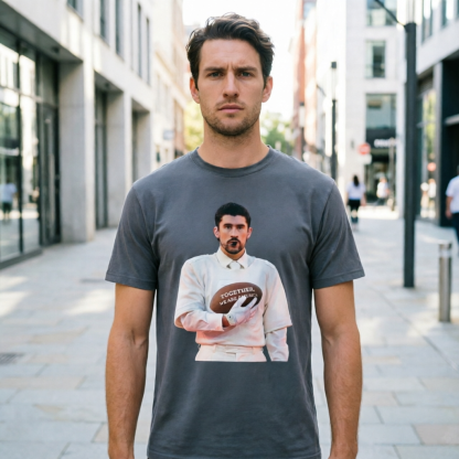 Athletic Street Graphic Performance T-Shirt – Sport-Inspired Football Portrait Short Sleeve Tee