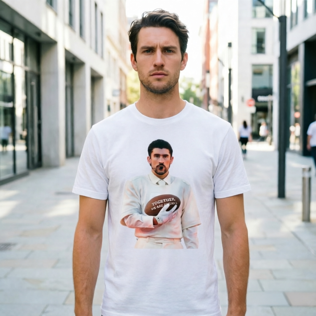 Athletic Street Graphic Performance T-Shirt – Sport-Inspired Football Portrait Short Sleeve Tee