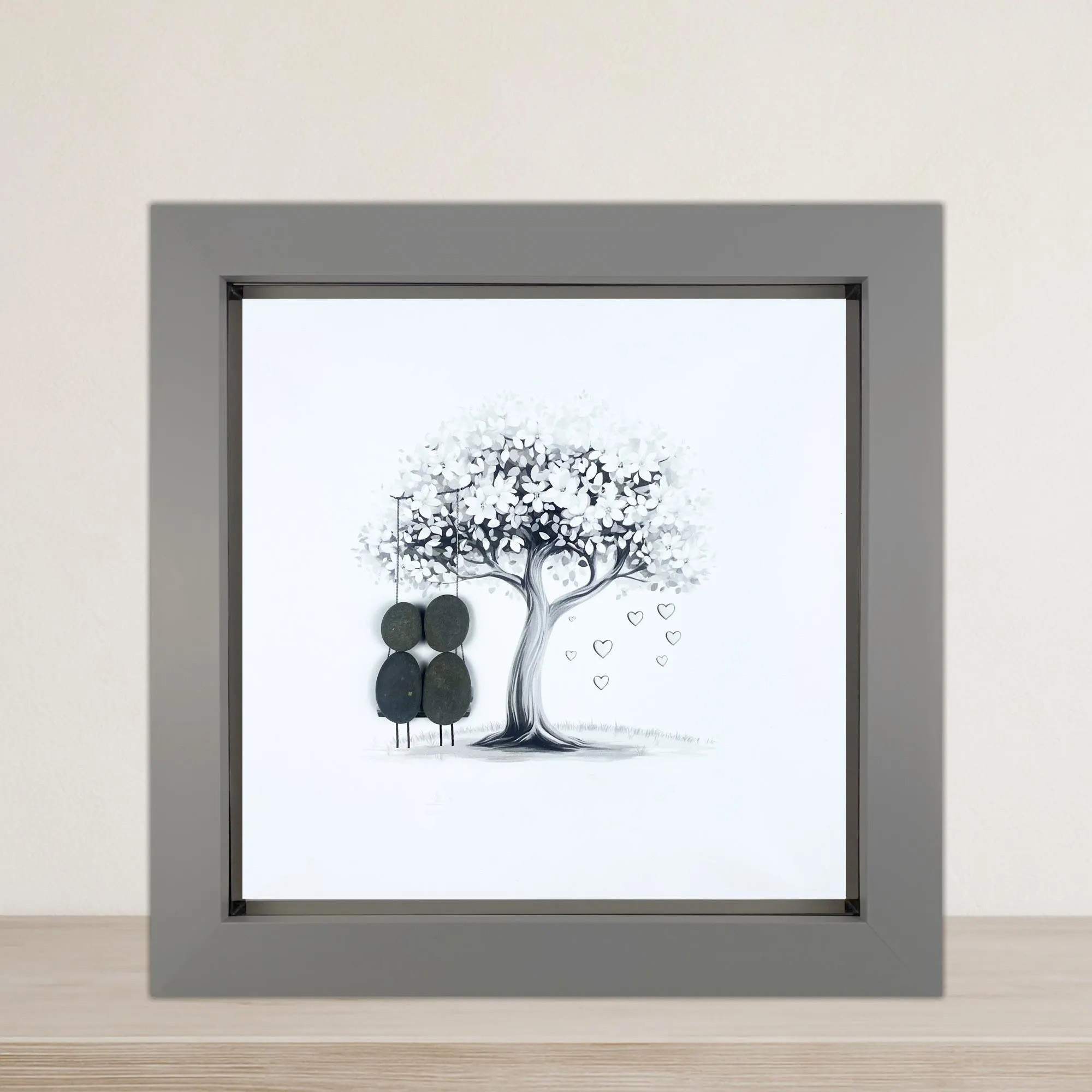 Personalized Pebble Art Wedding Frame, Custom Couple Names & Date Keepsake, Handmade Wedding Gift, Anniversary Gift for Newlyweds